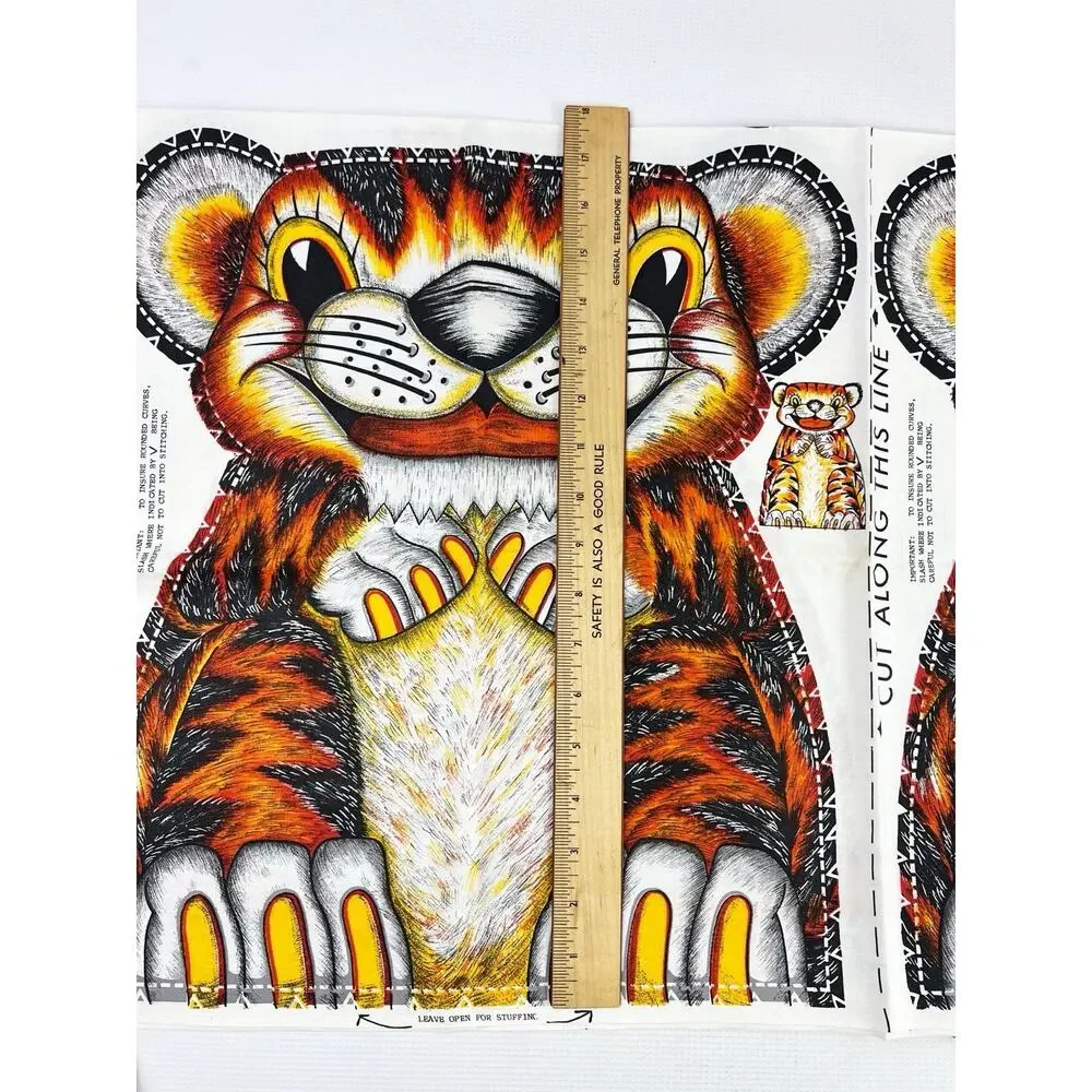 Vintage Multicolor Tiger Cut N Sew Two Panels Pillow 1960s Rare